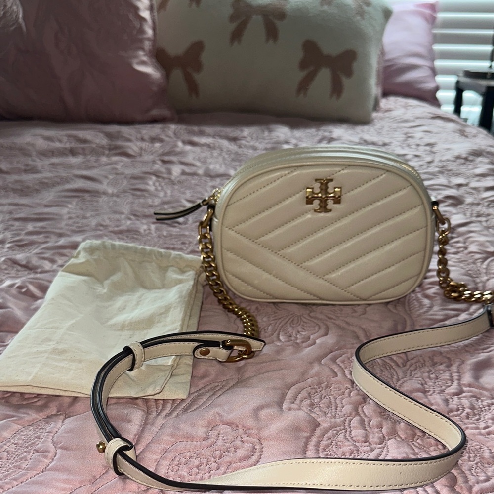 Tory Burch Cream Crossbody Bag with Gold Accent